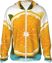 [LHBWCVN] UPF 50+ Light Jacket Full Zip Sun Protection Hoodie for Women Men Long Sleeve Fresh Orange Fruit Sun Shirts