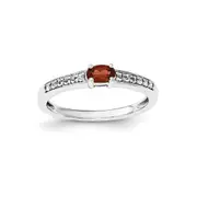 Sterling Silver Garnet and White Topaz Ring