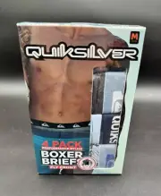 NEW 4 PACK MENS QUICKSILVER PERFORMANCE NYLON BOXER BRIEFS FLY FRONT SIZE MEDIUM