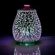 Scented Wax 3D Fireworks Aroma Lamp, Timer Setting, Electric Tea Light Fragrance Oil Lamp for Home Office Bedroom Gifts