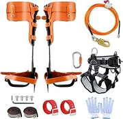 Tree Climbing Gear, Tree Climbing Spikes With Adjustable Climbing Straps And Steel Core Flip Line, Tree Climbing Kit With Triple Lock Lanyard Adjuster, Tree Climbing Equipment For Tree Work