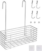 Antrader Hanging Shower Rack,Shower Caddy Hanging,Hung on the Faucet or the Door,the Back Hook Can be Rotated,No Drilling,304 Stainless Steel,Single Layer Shelf