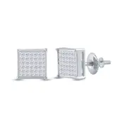 14k White Gold Princess Diamond Square Earrings 1/2 Cttw