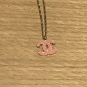 New CHANEL Coco Mark Necklace Pink Gold
