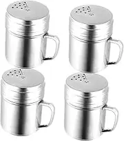 Amosfun 4 Pcs Rotatable Condiment Bottles Set Sturdy Seasoning Containers for Home and Outdoor Use Easy to Clean Silver Color for Barbecue and Camping