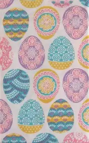 Colorful Geometric Easter Eggs Vinyl Flannel Back Tablecloth 52x70 Oblong