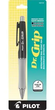 PILOT Dr. Grip Refillable And Retractable Ballpoint Pen, Medium Point, Black Pen