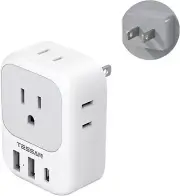 TESSAN 2 Prong to 3 Prong Adapter, Multi Plug Outlet Extender with 4 Outlets 3