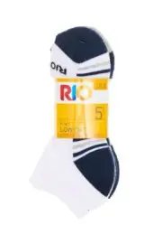 Rio Kids Children 5 Pack Low Cut Active Socks sizes 13 3 Colour Navy Multi