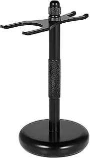 Razor and Brush Stand Stainless steel Razor Holder and Shaving Brush Stand Shaving Accessories Valentine's Day for Him Dad Men (Black)