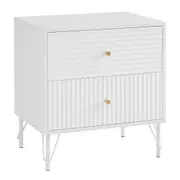 Sarantino Diego Bedside Table Night Stand with 2 Drawers in White