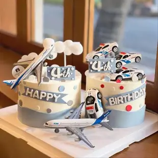 警車蛋糕裝飾擺件直升飛機客機模型小孩男孩警察生日蛋糕插牌插件