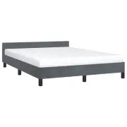 Bed Frame With Headboard Dark Grey 137X187 Cm Double Velvet fabric,plywood,velve