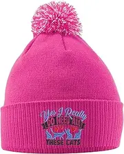 [Purple Print House] Yes I Do Need All These Cats Hat - Bobble Beanie Hat - Cat Owner Gifts for Girls - Winter Beanie Hat with Cute A Cat Design Embroidered On The Front