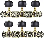 Labymos 2 Pcs (L&R) Classical Guitar Tuning Peg Gold and Black Plated Acoustic Guitar Machine Heads 1 : 14 Tuning Keys Knobs String Tuners (AOS-020HV3P)