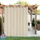 LORDTEX Linen Look Indoor/Outdoor Curtains, 105" W x 84" L, Cream, Set of 2 P
