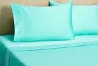 Queen Aqua Solid 4 Piece Bed Sheet Set 1000 Thread Count 100% Egyptian Cotton