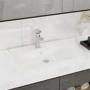 vidaXL Luxury Ceramic Basin Rectangular Sink White with Faucet Hole