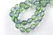 25 Kiwi Lime Czech Glass Faceted Round Beads 8MM