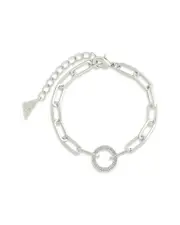 Sterling Forever CZ Jacie Circle Paperclip Bracelet