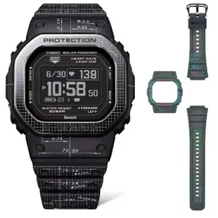 【CASIO 卡西歐】心率偵測藍牙太陽能電力方形時尚潮流腕表 44.5mm(DW-H5600EX-1)