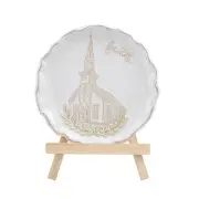 Mud Pie Spring Plate On Easel, 7" dia, Church
