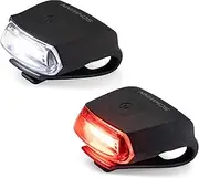 Schwinn LED Quick Wrap Bike Lights Set, Battery Powered Front Headlight and Rear/Back Tail Lights, Tool-Free Stretch-and-Hook Strap, Bicycle Part and Accessories