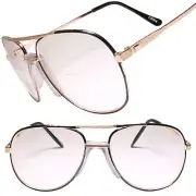 Oversized Gold Square Old School Vintage 80s Bifocal 3.50 Reading Reader Glasses