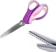 GCIYAEN Pinking Shears Comfort Grips Handled Zig Zag Cut Scissors Professional Dressmaking Sewing Craft Suitable for Many Kinds of Materials (Serrated, Purple)