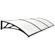 SHADE SHIELD 3x1m Aluminium Exterior Awning, Black DIY External UV Rain Protection Clear Polycarbonate Canopy Cover