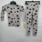 New Leveret 100 Cotton Two Piece-Set Birds Snug Fit Pajamas Set Size 6 Kids Gray