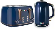 Vintage Electric Kettle and Toaster SET Combo Deal Stainless Steel Copper Blue