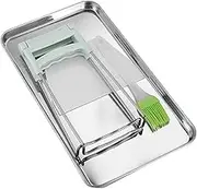 ​UPKOCH Stainless Steel Steaming Tray Set 4-Piece with Scraper & Multi-Tool Kit - Asian Cuisine Steamer Pan for Rice Noodle Roll/Dim Sum, Restaurant Grade 10.38x6.09in​​