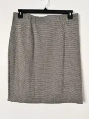 Amanda + Chelsea Womens Stretch Skirt Size L Brown Houndstooth Pull On Waistbanb