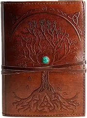 Komal's Passion Leather Leather Journal Refillable Lined Paper Tree Of Life Handmade Leather Journal/Writing Notebook Diary/Bound Daily Notepad For Men & Women Medium, Writing Pad (7 x 5, Brown)