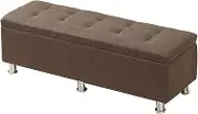 Storage Benches Linen Storage Stool Sofa Stool Long Bench Household Change Shoe Bench Storage Box Bedroom Bed End Stool Multifunction Rest Stool(Brown,120x40x40cm)