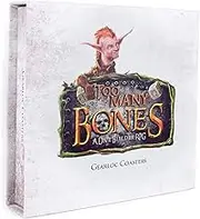 Chip Theory Games Too Many Bones Chip Drinking Coasters Set of 4: Original Gearlocs, Drink Coasters for Table with Holder, Plastic
