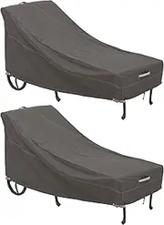 Classic Accessories Ravenna Water-Resistant 86 Inch Patio Chaise Lounge Chair Cover, 2-Pack