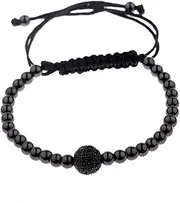 [U.S. Polo Assn.] Luxury Black Zircon Long Tubes&4MM Copper Beads Macrame Men Bracelets&, Bangles for Women Jewelry (Metal Color : AB1000-3)