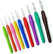 9 Pcs Crochet Hooks Kit,Colorful Soft Handle Crochet Tool Crochet Set,Non-Slip Crochet Hooks Set with Ergonomic Handle,Beginner Knitting and Crochet Supplies