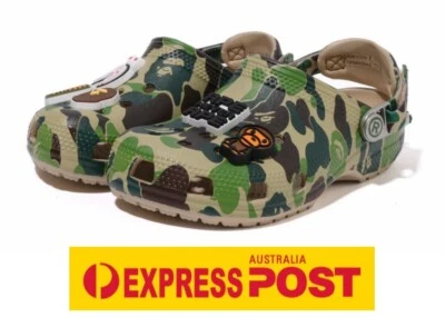 Bape x Crocs Classic Clog Green Camo Size US5-9 ✅ EXPRESS SHIPPING