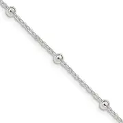 [JewelryWeb] 925 Sterling Silver Polished 1mm Beaded Chain Necklace Spring Ring Jewelry Gifts for Women - Length Options: 41 46 51 61