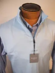Hickey Freeman Performance Fabric Blue Micro-stripe 1/4 Zip Vest NWT L $99.50