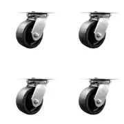 5 Inch Glass Filled Nylon Caster Set with Ball Bearings and Swivel Locks SCC