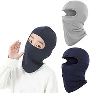 [LEXICANMHS] Pack of 2 Children's Winter Balaclava, Cool Balaclava, Windproof Face Mask, Cool Cycling Hat Under Helmet, Thin Balaclava, UV Balaclava for Boys and Girls (Grey and Navy), black, One Size