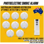 8Pack 10-Year Battery Wireless Interconnected Photoelectric Smoke Alarm + Remote