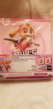Paw Patrol Skye the girl dog 9" Pink Collapsible Storage & Toy Bin New 2 pack