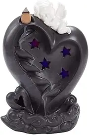 Incense Holder Incense Burner Ceramic Backflow Incense Burner Angel Fountain Colorful LED Waterfall Incense Holder for Home Yoga Aromatherapy Incense Cones (Color : B)