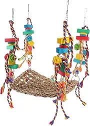 Happyyami Parrot Hammock Bird Swing Pet Large Parrot Stand Perch Cockatiel Parrot Perch Parakeet Parrot Cage Polyester