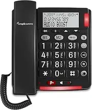 BigTel 48 Plus Corded Large Buttons Phone with Hands-Free Function and Audio Boost +40 dB, Extra Loud Ringtones, Hearing Aid Compatible
